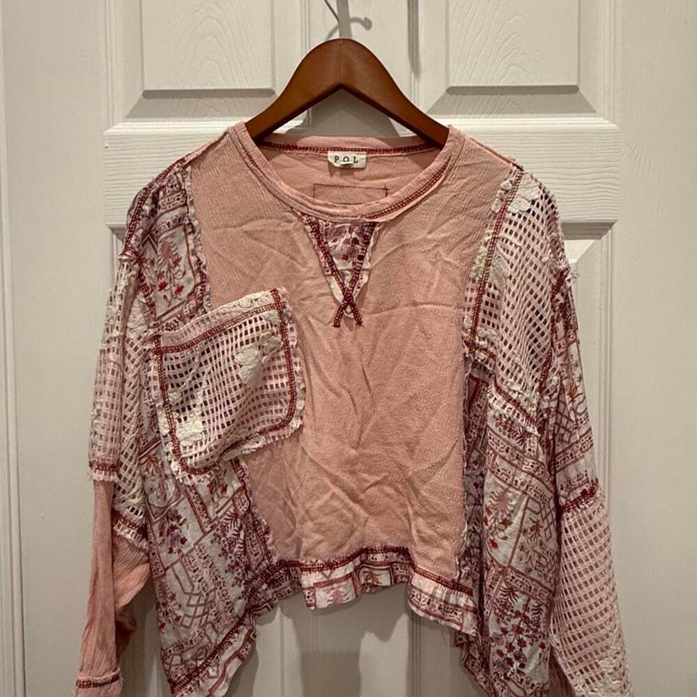 Pol pink boho patchwork crochet